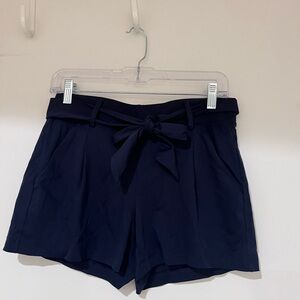 LOFT High Waist Navy Shorts with Tie Belt